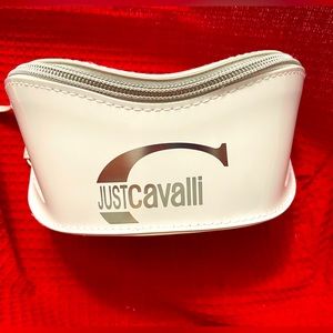 JUST CAVALLI SUNGLASSES CASE Pouch Cover Travel Eye Glasses White Zipper Bag